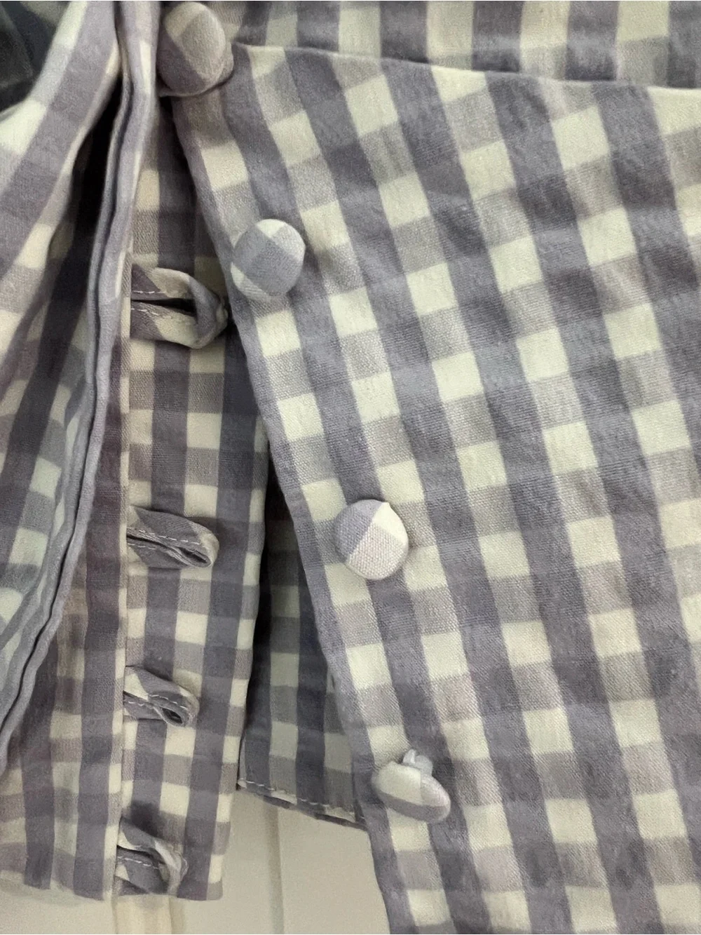 NWT Anthropologie Maeve Lavender and White Gingham Tie-Front Puff Sleeve Blouse